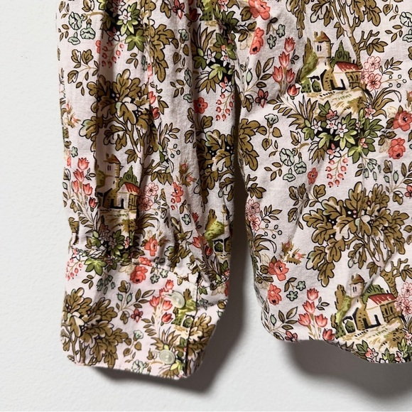 Talbots Tuscan Villa Print Blouse Ruffle Button Neckline Women’s Sz Large Spring - Picture 14 of 15
